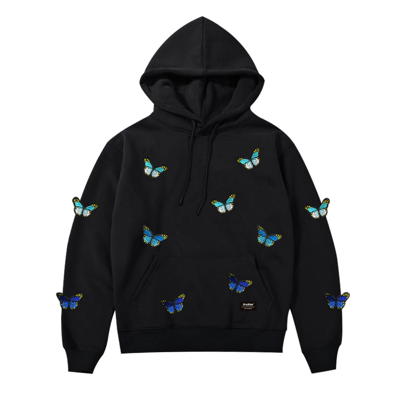 Gradient Butterfly Embroidered Hoodie For Men