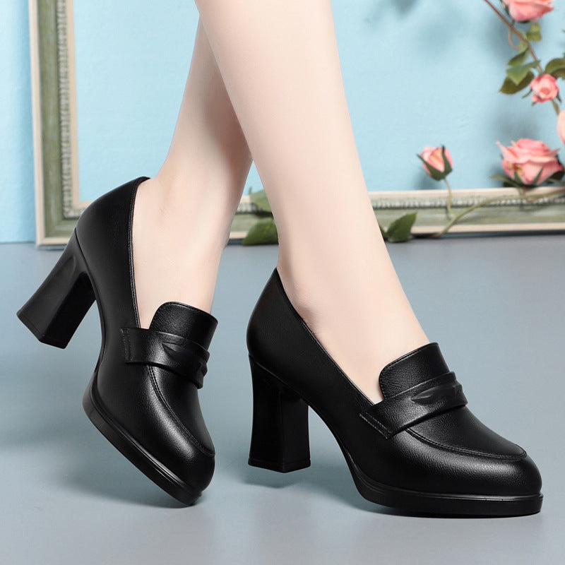 Comfortable Round Head Chunky Heel Stable Soft Surface