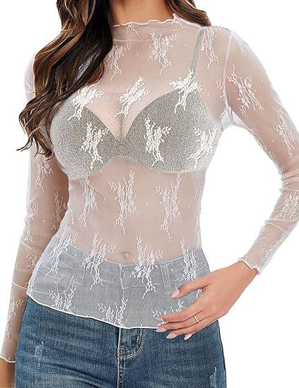 Women's Lace long Transparent Blouse