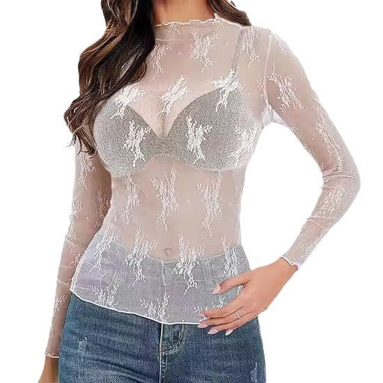 Women's Lace long Transparent Blouse