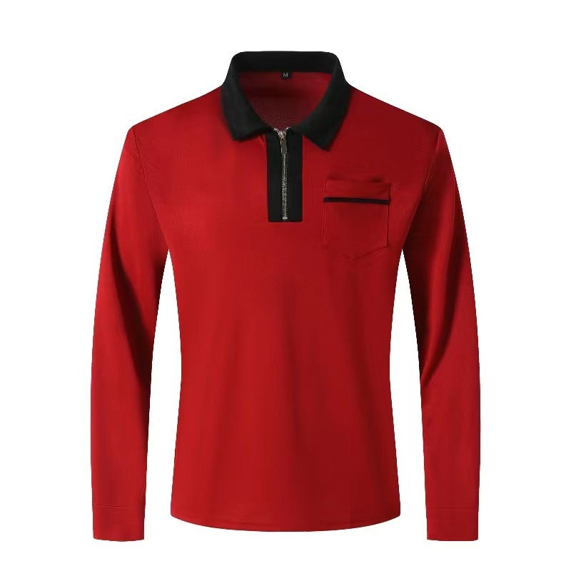 2024 Autumn Men's Long Sleeve Zipper Polo