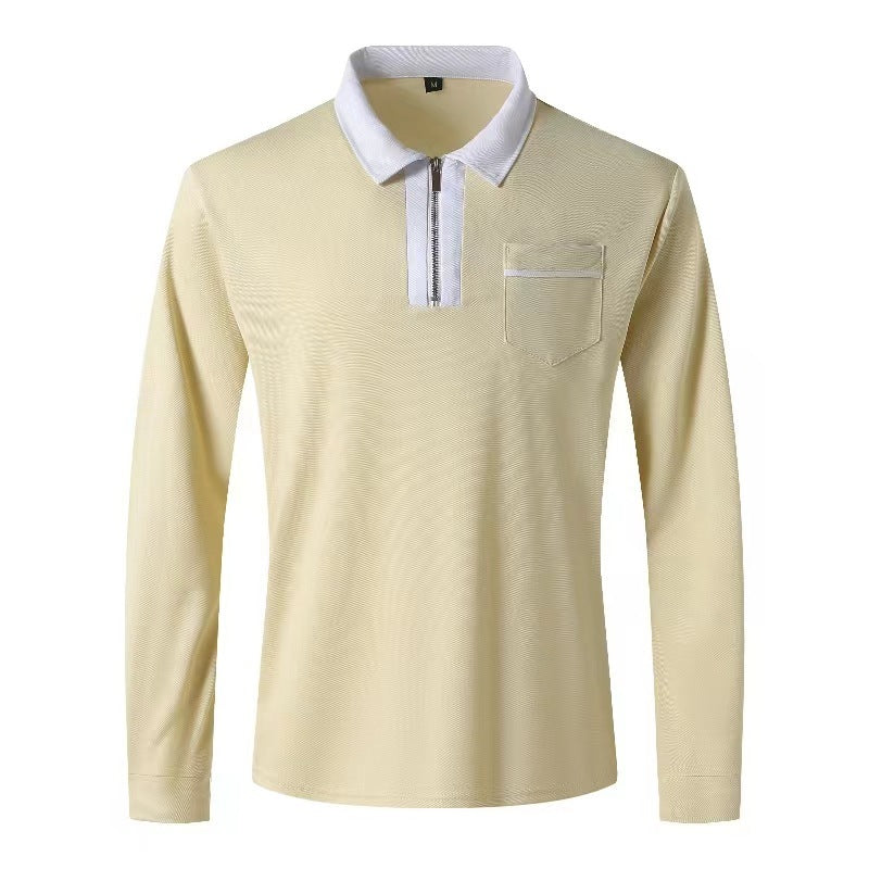 2024 Autumn Men's Long Sleeve Zipper Polo