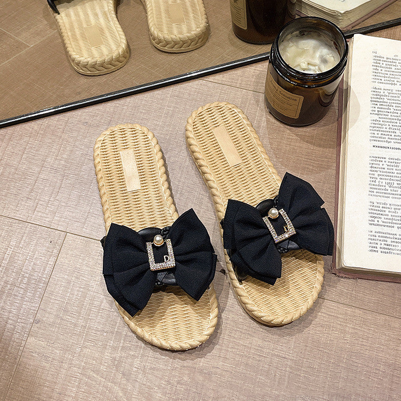 Square Diamond Bow Slippers