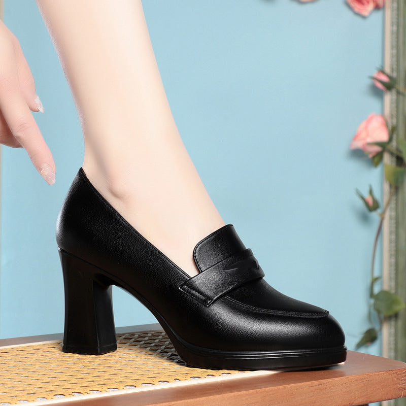 Comfortable Round Head Chunky Heel Stable Soft Surface