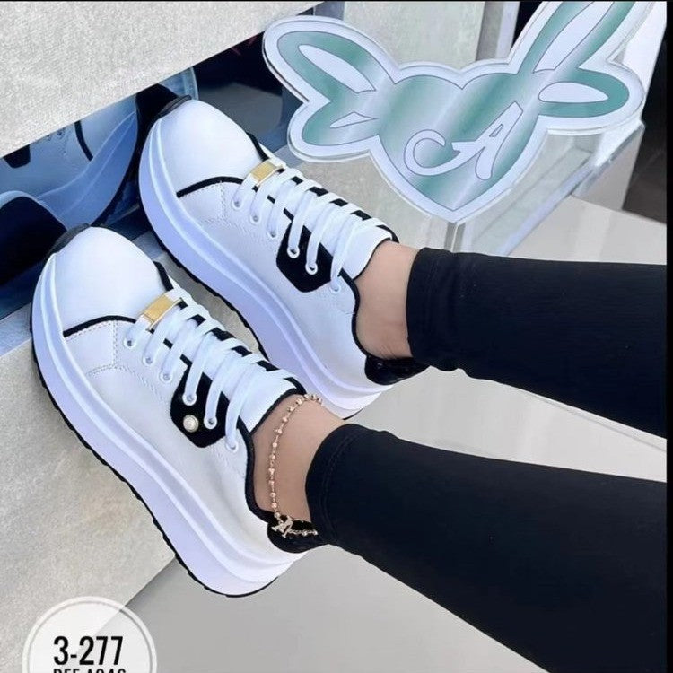 Women's Lace-up White Shoes