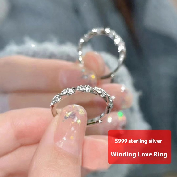 S999 Sterling Silver Winding Love Ring