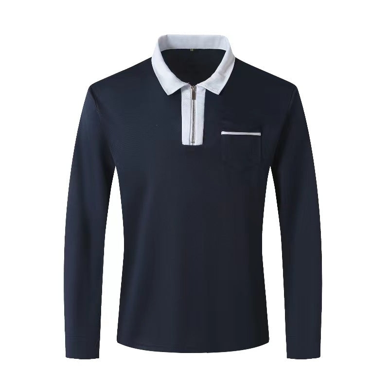 2024 Autumn Men's Long Sleeve Zipper Polo