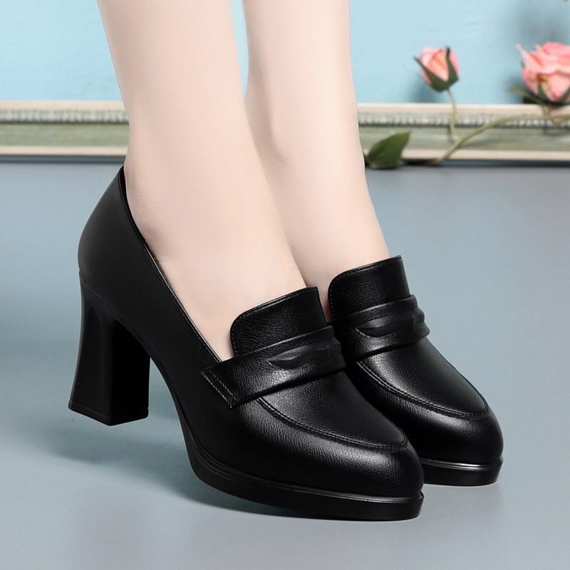 Comfortable Round Head Chunky Heel Stable Soft Surface