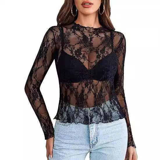 Women's Lace long Transparent Blouse