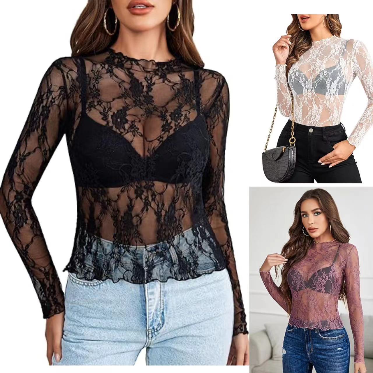 Women's Lace long Transparent Blouse