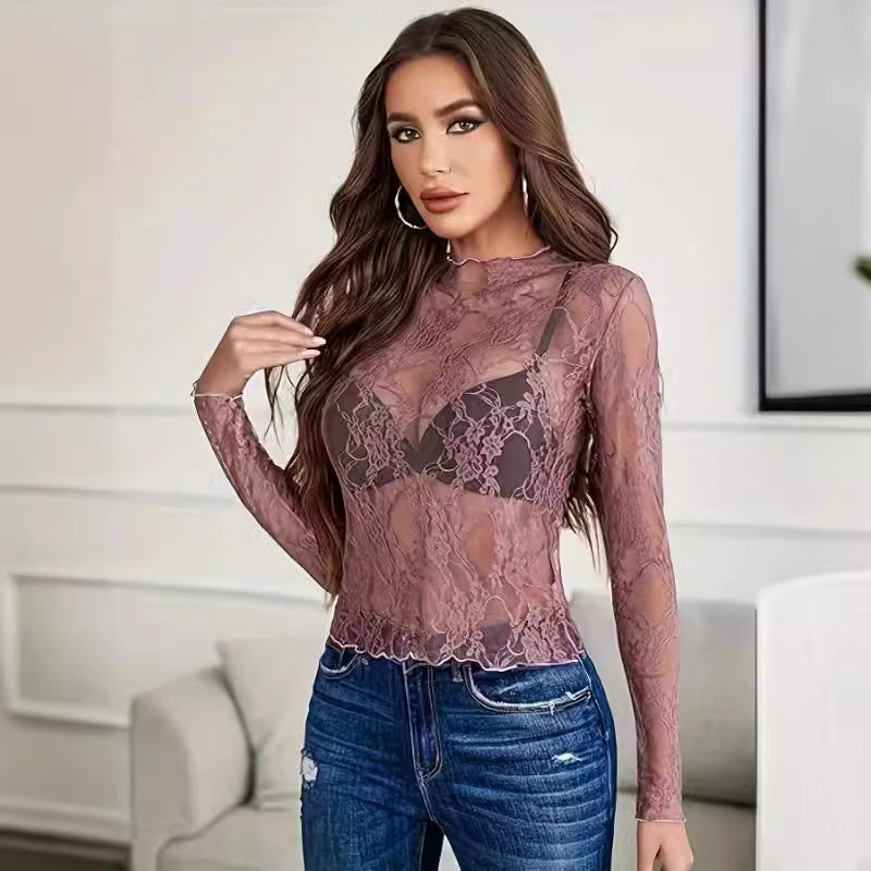 Women's Lace long Transparent Blouse