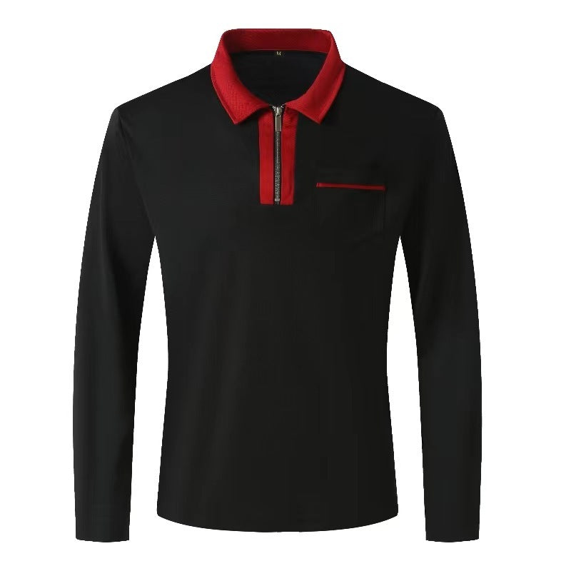 2024 Autumn Men's Long Sleeve Zipper Polo