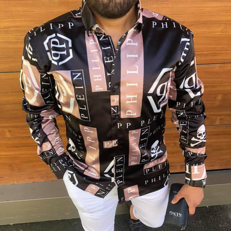 Printed Long Sleeve Slim Fit Men's Shirt