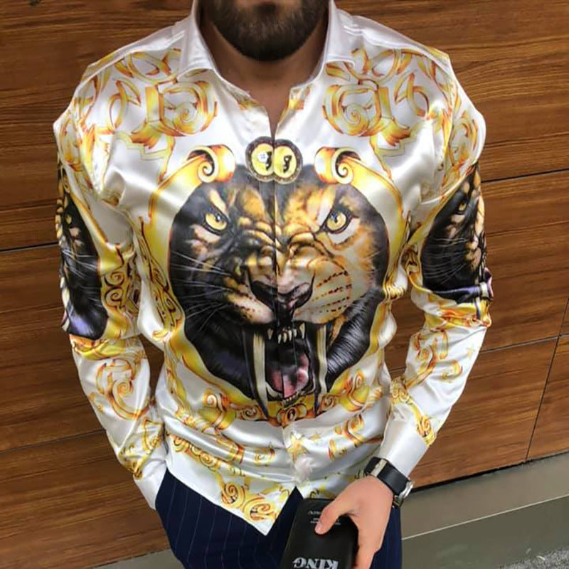 Printed Long Sleeve Slim Fit Men's Shirt