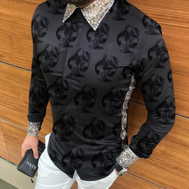 Printed Long Sleeve Slim Fit Men's Shirt