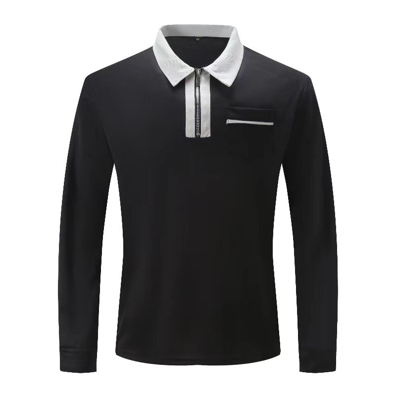 2024 Autumn Men's Long Sleeve Zipper Polo