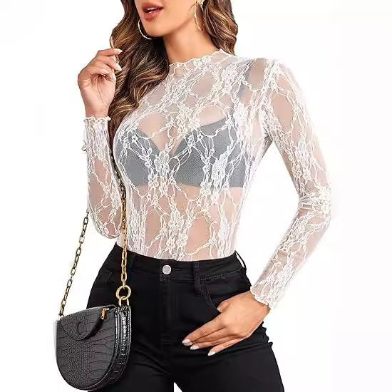 Women's Lace long Transparent Blouse