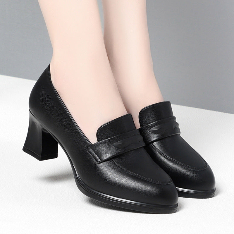 Comfortable Round Head Chunky Heel Stable Soft Surface