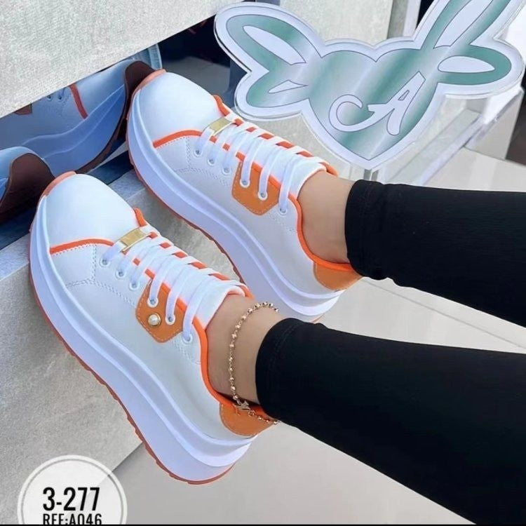 Women's Lace-up White Shoes