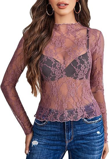 Women's Lace long Transparent Blouse