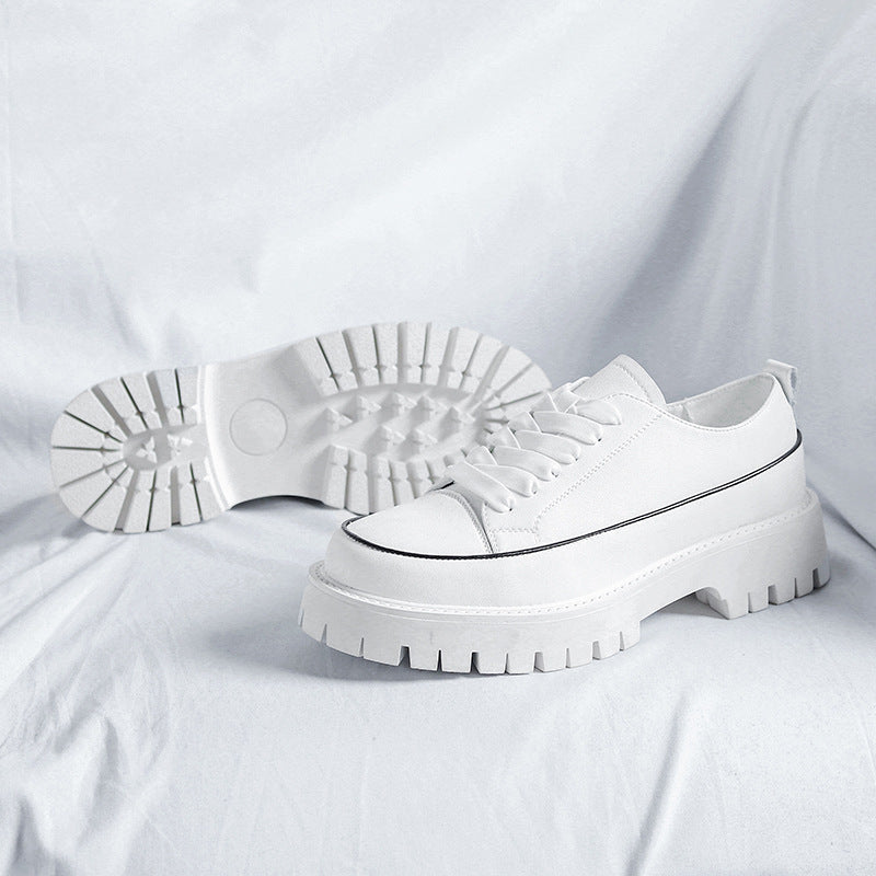 Round Toe Color-blocking Stitching Low Heel Platform Casual Shoes