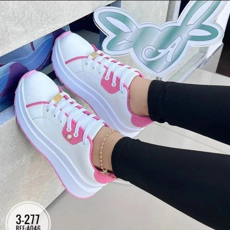 Women's Lace-up White Shoes