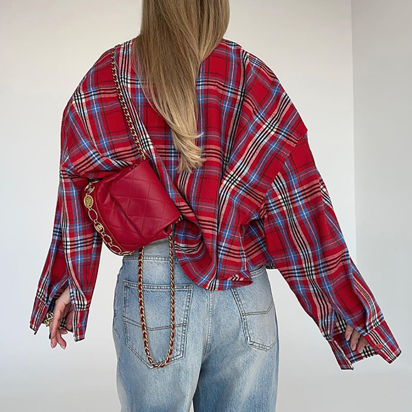 Fashion Bandage  Plaid Shirt